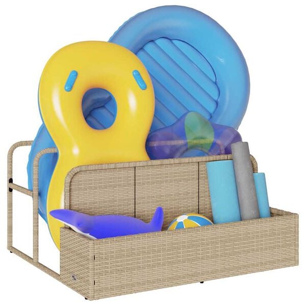 vidaXL Poolside Float Storage Beige 110x100x57 cm Poly Rattan