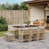 vidaXL 11 Piece Garden Dining Set with Cushions Beige Poly Rattan