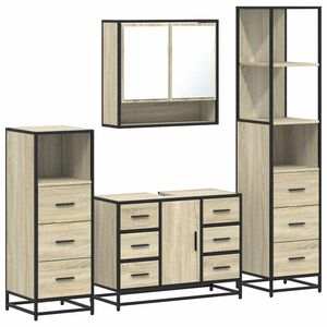vidaXL 4 Piece Bathroom Furniture Set Sonoma Oak Engineered Wood