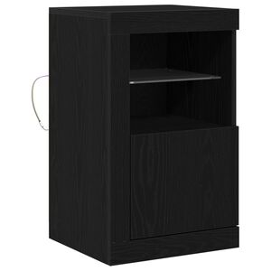 vidaXL LED Sideboard 41 x 37 x 67 cm Engineered Wood Black Oak