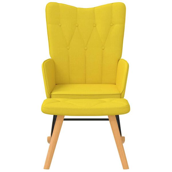vidaXL Rocking Chair with a Stool Mustard Yellow Fabric
