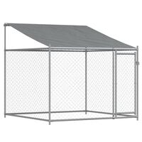 vidaXL Dog Cage with Roof and Door Grey 2x2x2 m Galvanised Steel