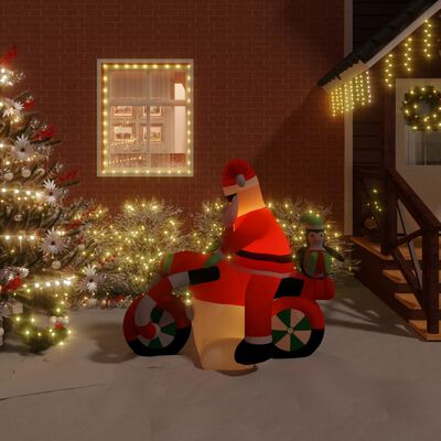 vidaXL Christmas Inflatable Santa on Motorcycle LED 158 cm