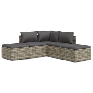 vidaXL 5 Piece Garden Lounge Set with Cushions Grey Poly Rattan