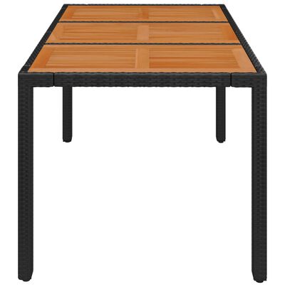 vidaXL Garden Table with Wooden Top Black 150x90x75 cm Poly Rattan