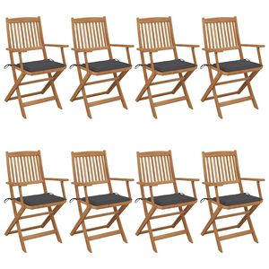 vidaXL Folding Garden Chairs 8 pcs with Cushions Solid Acacia Wood