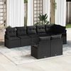 vidaXL Garden Sofa Set with Cushion 8 pcs Black Poly Rattan