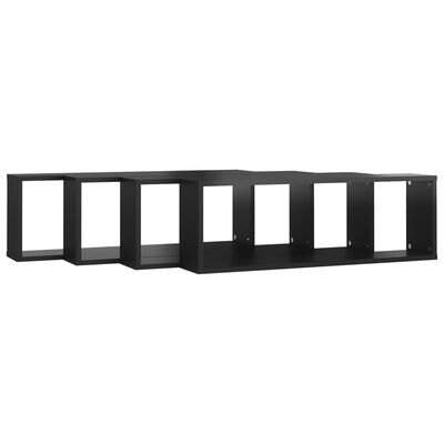 vidaXL Wall Cube Shelf 4 pcs High Gloss Black 80x15x26.5cm Engineered Wood
