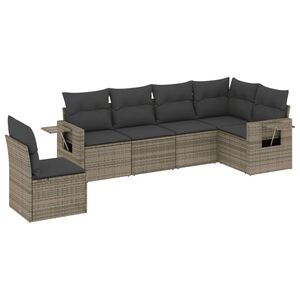 vidaXL 6 Piece Garden Sofa Set with Cushions Grey Poly Rattan