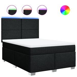 vidaXL Box Spring Bed with Mattress Black Queen Fabric