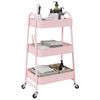 vidaXL Storage Trolley 3-Tier Pink 42x41.5x77 cm Steel