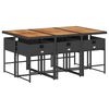 vidaXL 7 Piece Garden Dining Set with Cushions Black Poly Rattan