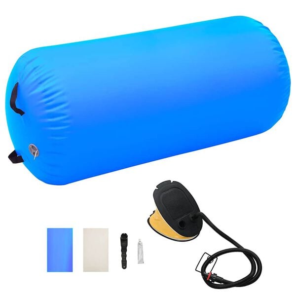 vidaXL Inflatable Gymnastic Roll with Pump 120x90 cm PVC Blue