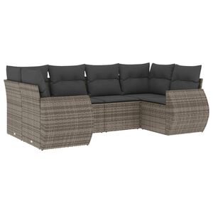vidaXL 6 Piece Garden Sofa Set with Cushions Grey Poly Rattan