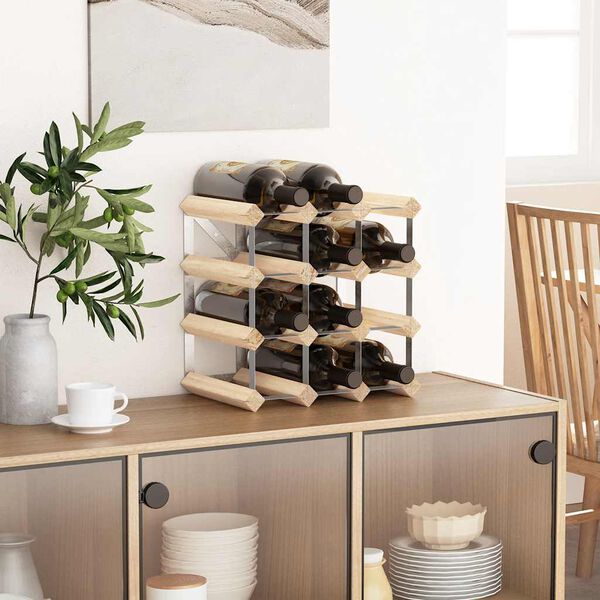 vidaXL Wine Rack for 12 Bottles Solid Pinewood