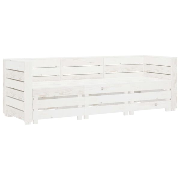 vidaXL Garden 3-Seater Pallet Sofa Wood White