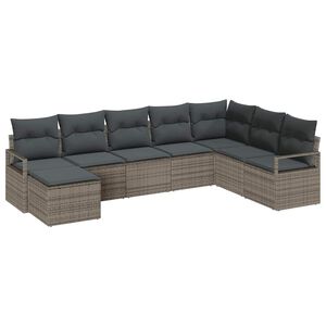vidaXL Sofa Set with Cushion with Storage 8 pcs Grey Poly Rattan