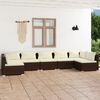 vidaXL 7 Piece Garden Lounge Set with Cushions Poly Rattan Brown