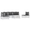 vidaXL 6 Piece Garden Lounge Set with Cushions White Steel