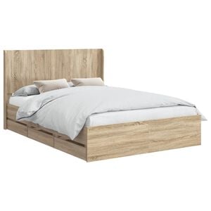 vidaXL Bed Frame with Storage and Headboard Sonoma Oak 150 x 200 cm