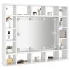 vidaXL Mirror Cabinet with LED High Gloss White 91x15x76.5 cm