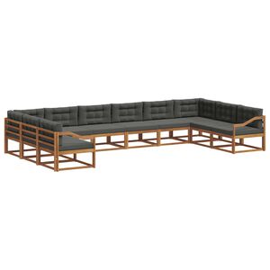 vidaXL Outdoor Sofa Set with Cushion 10 pcs Natural and Anthracite