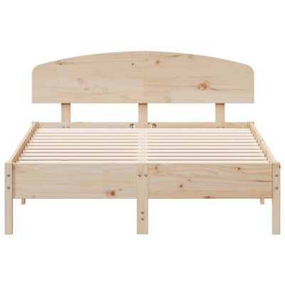 vidaXL Bed Frame with Headboard 135x190 cm Double Solid Wood Pine