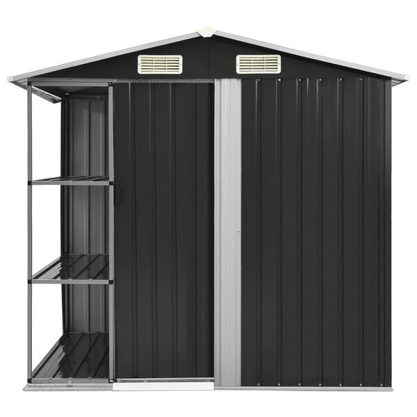 vidaXL Garden Shed with Rack Anthracite 205x130x183 cm Iron
