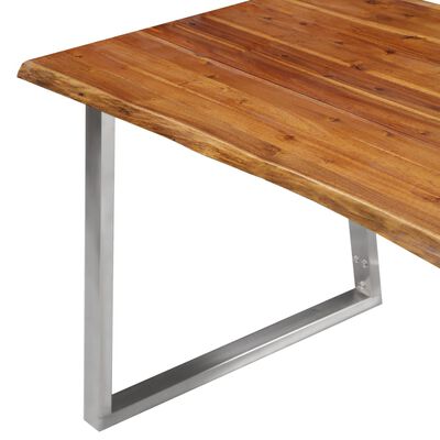 vidaXL Dining Table 140x80x75 cm Solid Acacia Wood and Stainless Steel