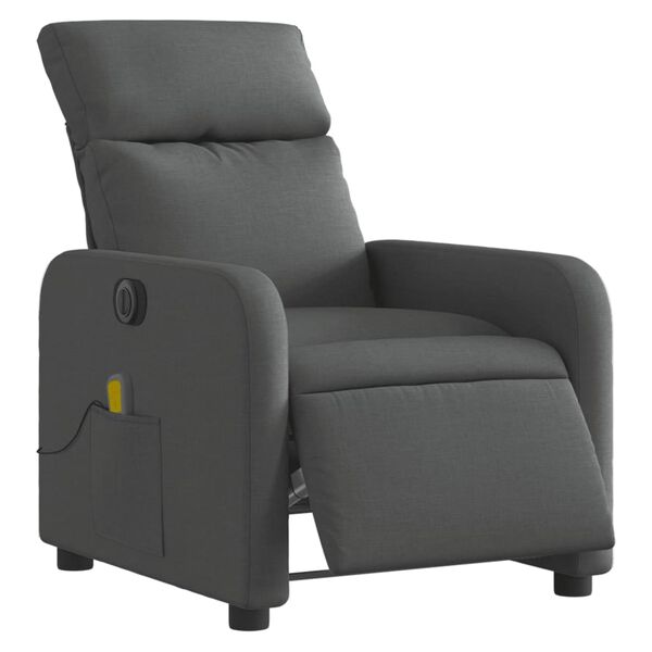 vidaXL Electric Massage Recliner Chair Dark Grey Fabric