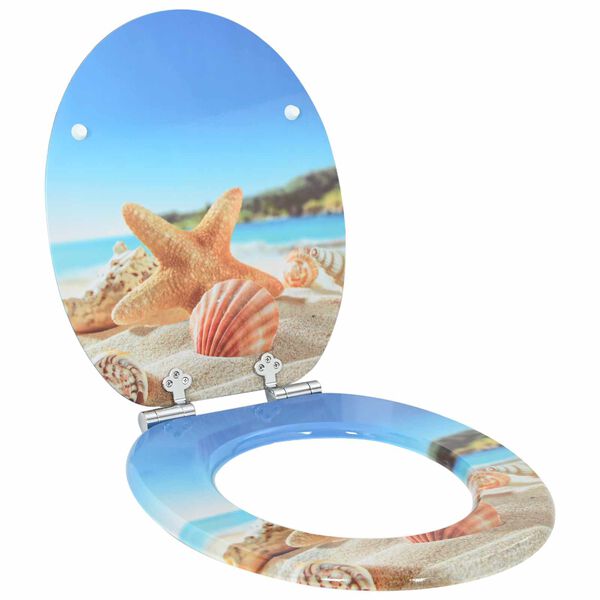 vidaXL WC Toilet Seats 2 pcs with Soft Close Lids MDF Muschel Design