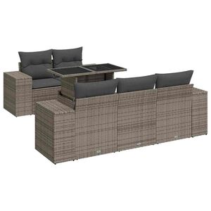 vidaXL 6 Piece Garden Sofa Set with Cushions Grey Poly Rattan