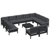vidaXL 12 Piece Garden Lounge Set with Cushions Black Solid Pinewood