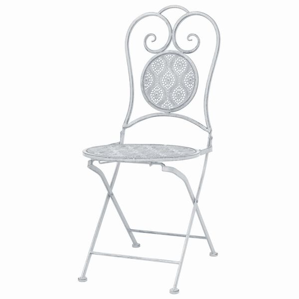 vidaXL 3 Piece Bistro Set Steel Greyish White