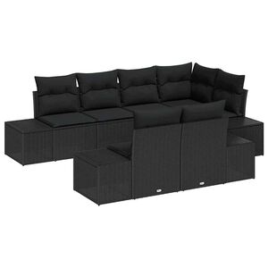 vidaXL Garden Sofa Set 7 pcs Black Poly Rattan