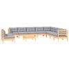 vidaXL 11 Piece Garden Lounge Set with Grey Cushions Solid Pinewood