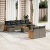 vidaXL 10 Piece Garden Sofa Set with Cushions Grey Poly Rattan