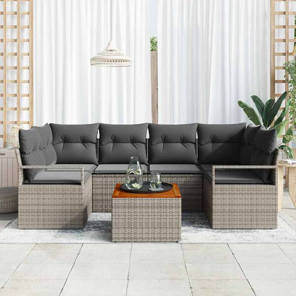 vidaXL Garden Sofa Set 7 pcs Grey
