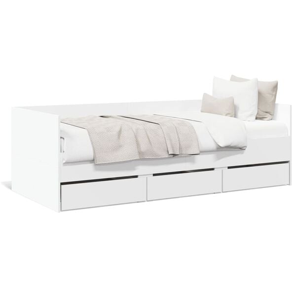vidaXL Daybed with Drawers without Mattress White 90x190 cm Single