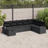 vidaXL Sofa Set with Cushion with Storage Manual Black Poly Rattan