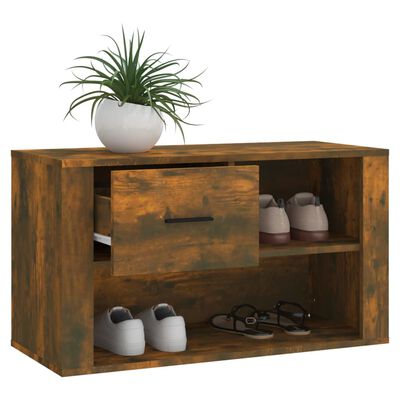 vidaXL Shoe Cabinet Smoked Oak 80x35x45 cm Engineered Wood