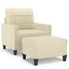 vidaXL Sofa Chair with Footstool Cream 60 cm Faux Leather