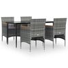 vidaXL 5 Piece Garden Dining Set with Cushions Grey and Black