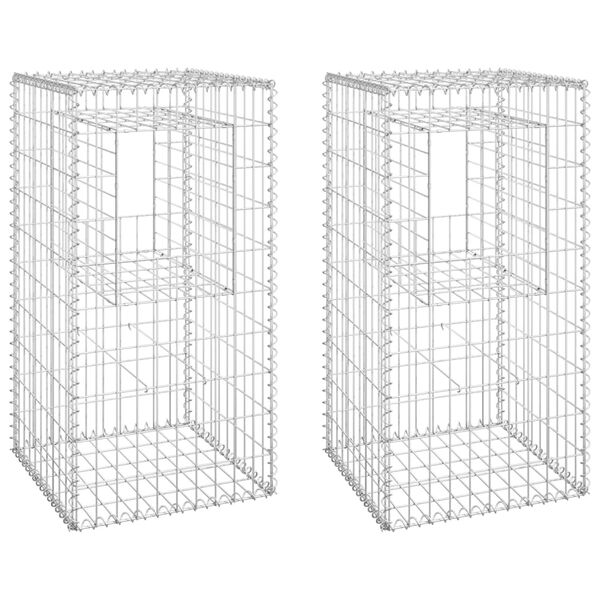 vidaXL Gabion Basket Posts 2 pcs 50x50x100 cm Iron