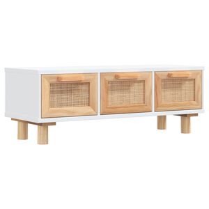 vidaXL Coffee Table | White | Engineered wood, Solid pinewood, Natural rattan