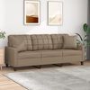 vidaXL 3-Seater Sofa with Throw Pillows Cappuccino 180 cm Faux Leather