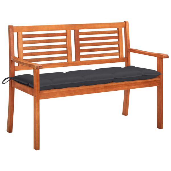 vidaXL 2-Seater Garden Bench with Cushion 120 cm Solid Eucalyptus Wood