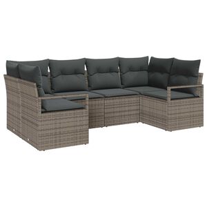 vidaXL Garden Sofa Set with Cushion 6 pcs Grey Poly Rattan