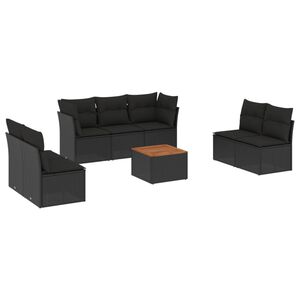 vidaXL 8 Piece Garden Sofa Set with Cushions Black Poly Rattan