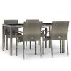 vidaXL 5 Piece Garden Dining Set with Cushions Grey Poly Rattan